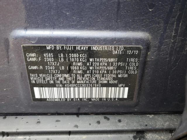 Photo 11 VIN: 4S4BRCCC9D3267840 - SUBARU OUTBACK 2. 