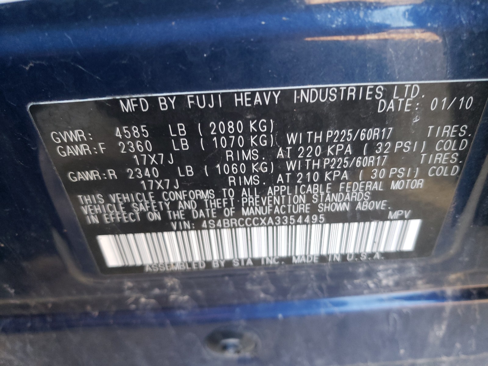 Photo 9 VIN: 4S4BRCCCXA3354495 - SUBARU OUTBACK 2. 