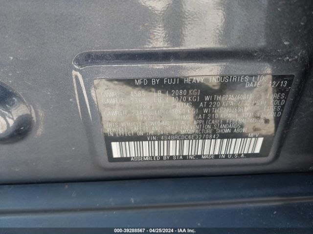 Photo 8 VIN: 4S4BRCDC6E3270842 - SUBARU OUTBACK 