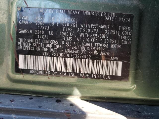 Photo 12 VIN: 4S4BRCDC7E3274902 - SUBARU OUTBACK 