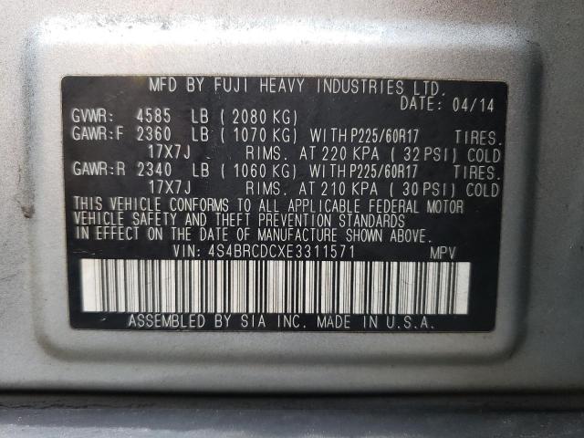 Photo 9 VIN: 4S4BRCDCXE3311571 - SUBARU OUTBACK 