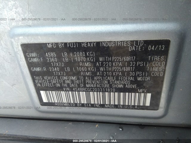 Photo 8 VIN: 4S4BRCGC2D3311820 - SUBARU OUTBACK 