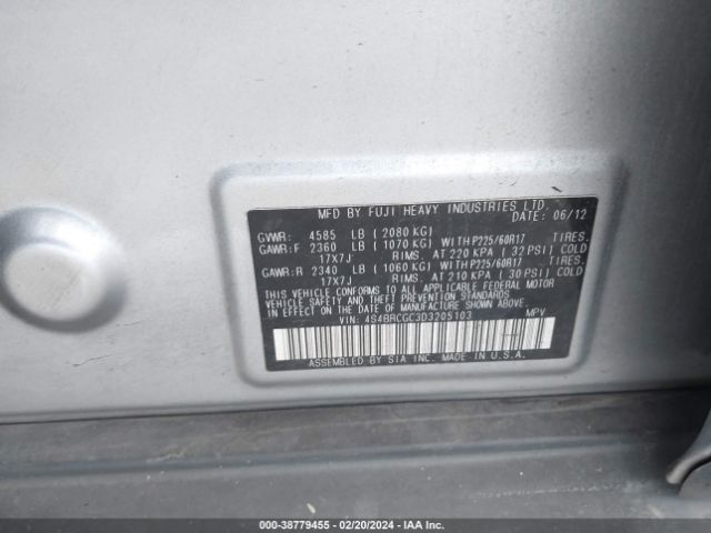 Photo 8 VIN: 4S4BRCGC3D3205103 - SUBARU OUTBACK 