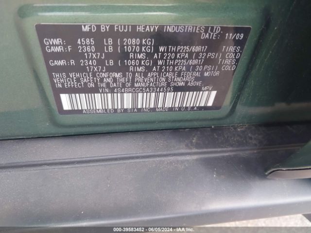 Photo 8 VIN: 4S4BRCGC5A3344595 - SUBARU OUTBACK 