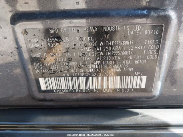 Photo 8 VIN: 4S4BRCGC5A3367651 - SUBARU OUTBACK 