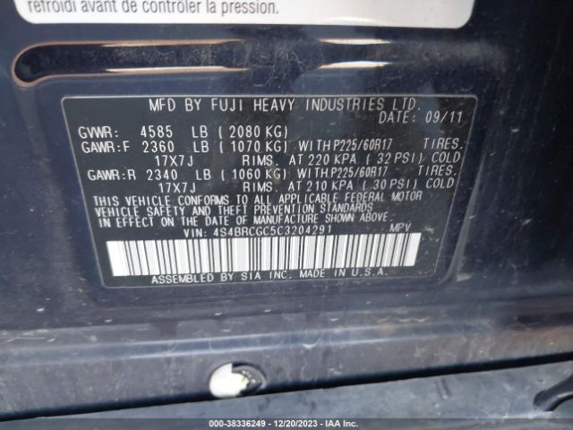 Photo 8 VIN: 4S4BRCGC5C3204291 - SUBARU OUTBACK 