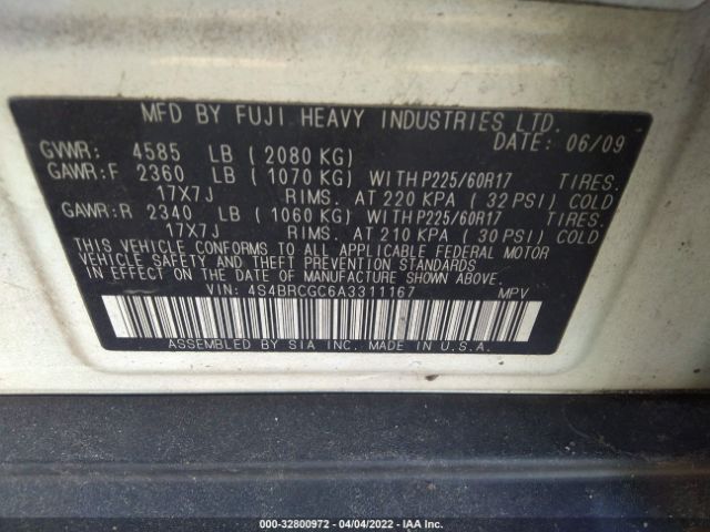 Photo 8 VIN: 4S4BRCGC6A3311167 - SUBARU OUTBACK 