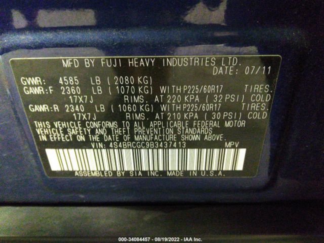 Photo 8 VIN: 4S4BRCGC9B3437413 - SUBARU OUTBACK 