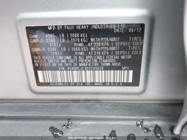 Photo 8 VIN: 4S4BRCJC3D3209029 - SUBARU OUTBACK 