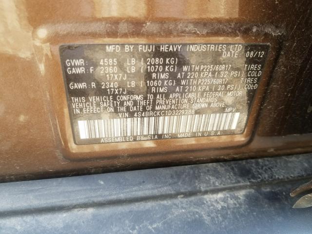 Photo 9 VIN: 4S4BRCKC1D3229388 - SUBARU OUTBACK 2. 