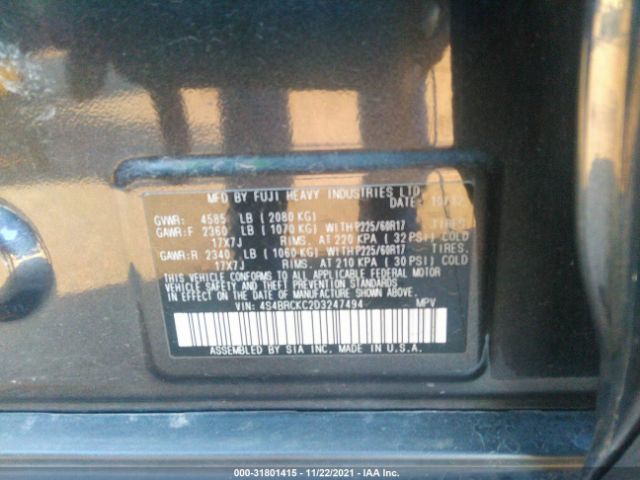 Photo 8 VIN: 4S4BRCKC2D3247494 - SUBARU OUTBACK 