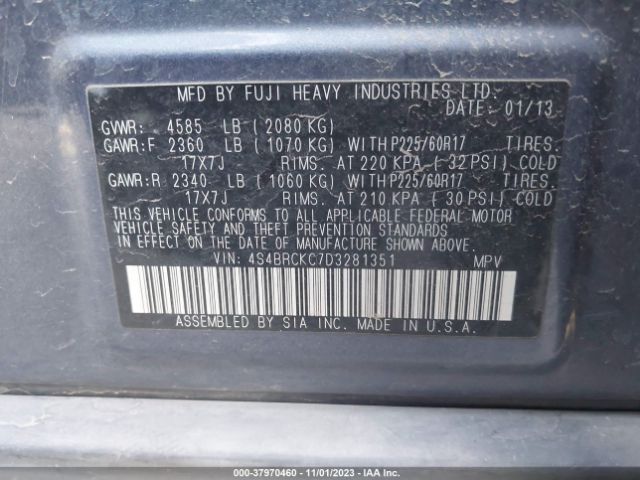 Photo 8 VIN: 4S4BRCKC7D3281351 - SUBARU OUTBACK 