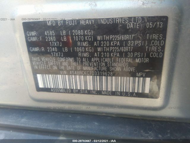 Photo 8 VIN: 4S4BRCKC7D3319628 - SUBARU OUTBACK 