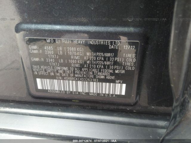 Photo 8 VIN: 4S4BRCKCXD3263183 - SUBARU OUTBACK 