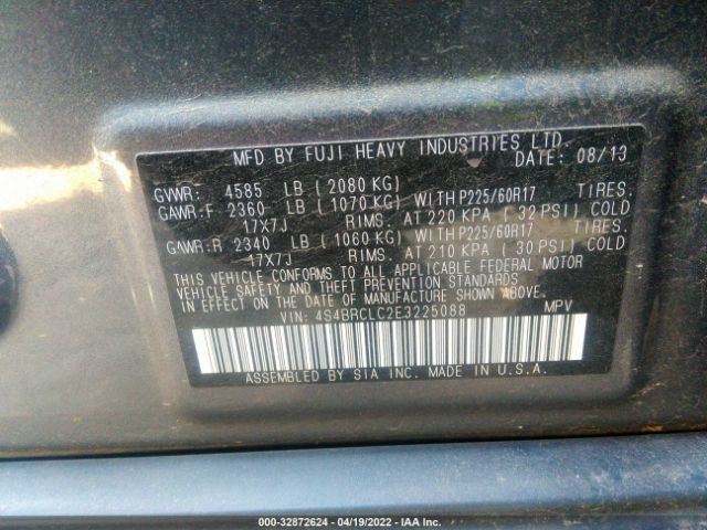 Photo 8 VIN: 4S4BRCLC2E3225088 - SUBARU OUTBACK 