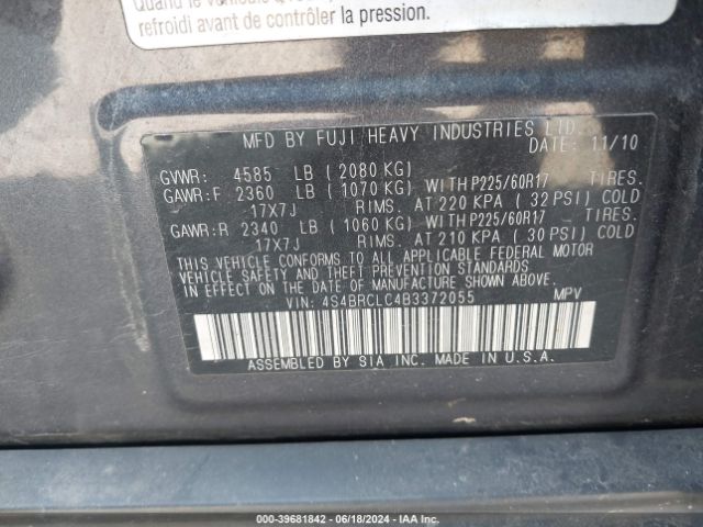 Photo 8 VIN: 4S4BRCLC4B3372055 - SUBARU OUTBACK 