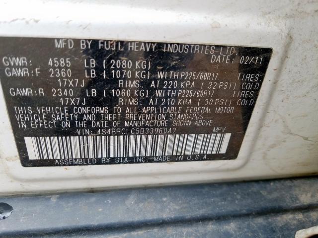 Photo 9 VIN: 4S4BRCLC5B3396042 - SUBARU OUTBACK 2. 