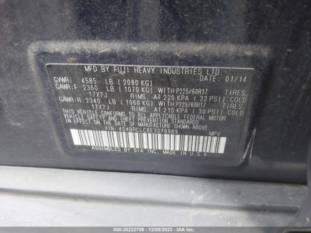 Photo 8 VIN: 4S4BRCLC8E3278989 - SUBARU OUTBACK 