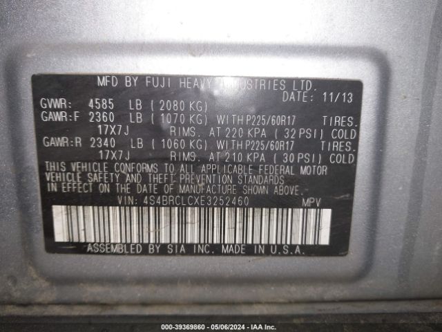 Photo 8 VIN: 4S4BRCLCXE3252460 - SUBARU OUTBACK 