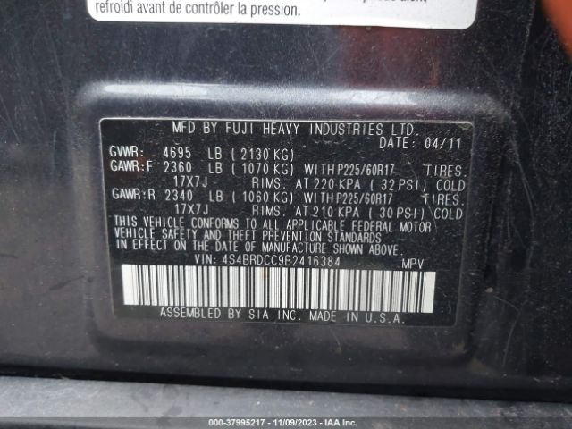 Photo 8 VIN: 4S4BRDCC9B2416384 - SUBARU OUTBACK 