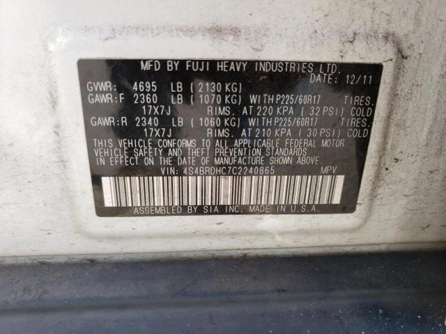 Photo 12 VIN: 4S4BRDHC7C2240865 - SUBARU OUTBACK 3. 