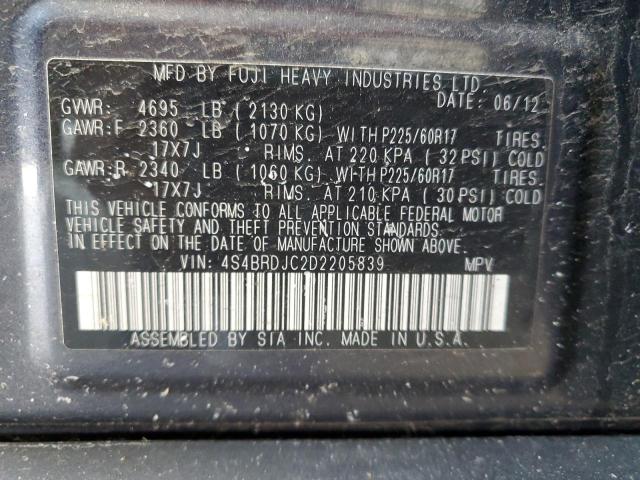 Photo 12 VIN: 4S4BRDJC2D2205839 - SUBARU OUTBACK 3. 