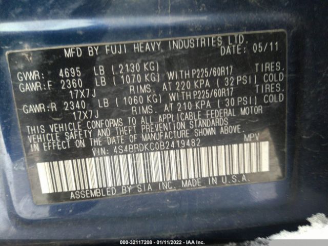 Photo 8 VIN: 4S4BRDKC0B2419482 - SUBARU OUTBACK 