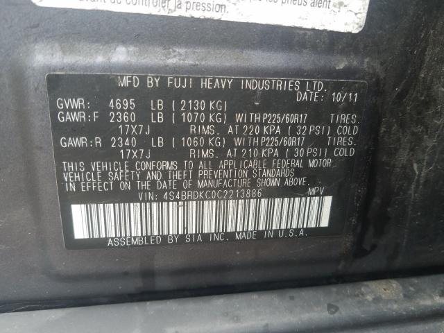 Photo 9 VIN: 4S4BRDKC0C2213886 - SUBARU OUTBACK 3. 