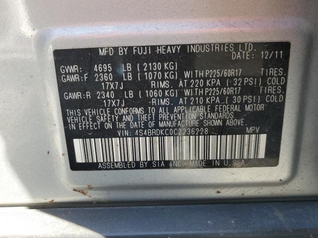 Photo 12 VIN: 4S4BRDKC0C2236228 - SUBARU OUTBACK 