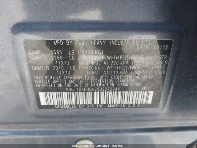 Photo 8 VIN: 4S4BRDKC0D2272244 - SUBARU OUTBACK 