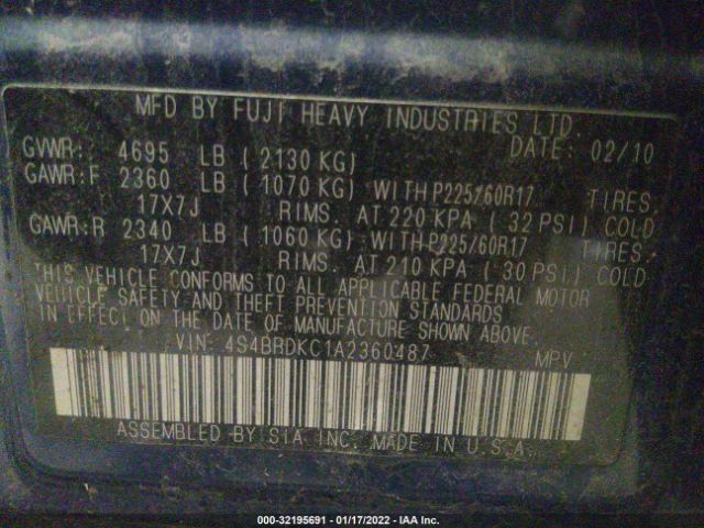 Photo 8 VIN: 4S4BRDKC1A2360487 - SUBARU OUTBACK 