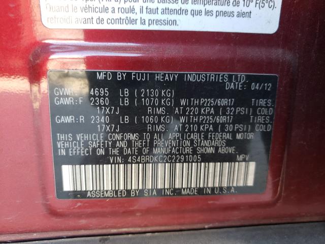 Photo 9 VIN: 4S4BRDKC2C2291005 - SUBARU OUTBACK 3. 