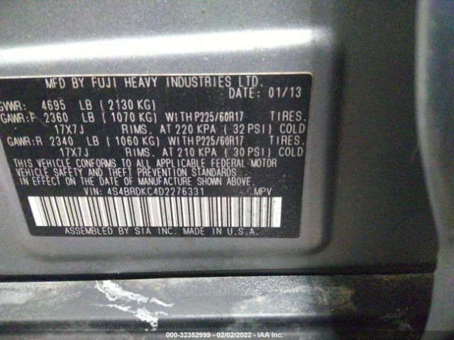 Photo 8 VIN: 4S4BRDKC4D2276331 - SUBARU OUTBACK 