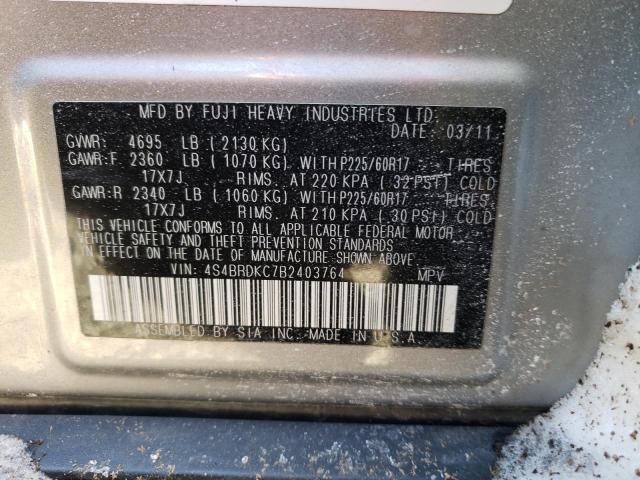 Photo 9 VIN: 4S4BRDKC7B2403764 - SUBARU OUTBACK 3. 