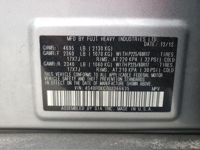 Photo 12 VIN: 4S4BRDKC7D2266635 - SUBARU OUTBACK 