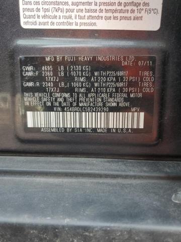 Photo 11 VIN: 4S4BRDLC5B2439290 - SUBARU OUTBACK 