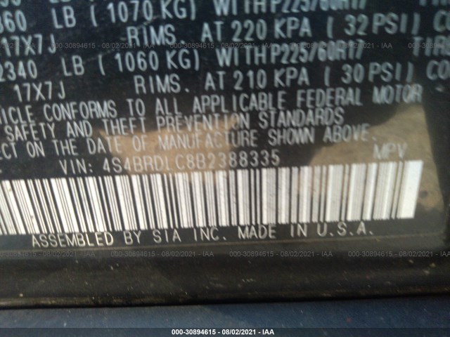 Photo 8 VIN: 4S4BRDLC8B2388335 - SUBARU OUTBACK 