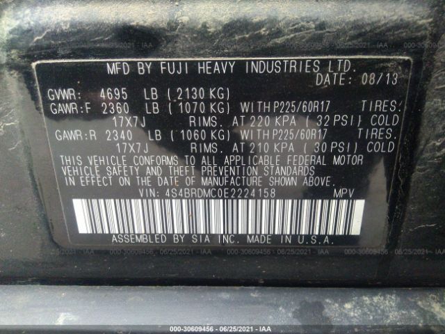 Photo 8 VIN: 4S4BRDMC0E2224158 - SUBARU OUTBACK 