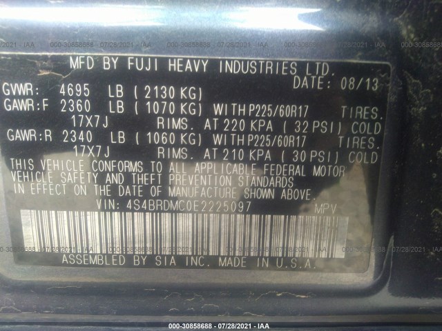 Photo 8 VIN: 4S4BRDMC0E2225097 - SUBARU OUTBACK 