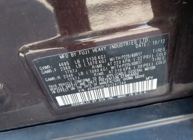 Photo 8 VIN: 4S4BRDSC7D2247244 - SUBARU OUTBACK 