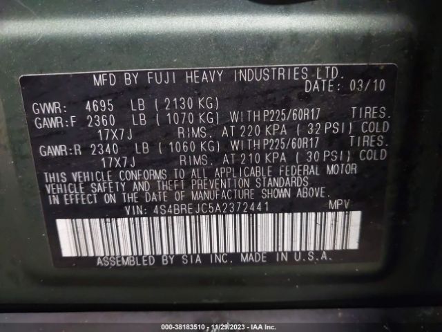 Photo 8 VIN: 4S4BREJC5A2372441 - SUBARU OUTBACK 