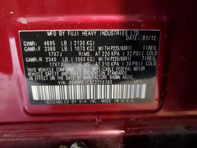 Photo 12 VIN: 4S4BREJC8C2256380 - SUBARU OUTBACK 