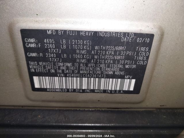 Photo 8 VIN: 4S4BRELC0A2361473 - SUBARU OUTBACK 