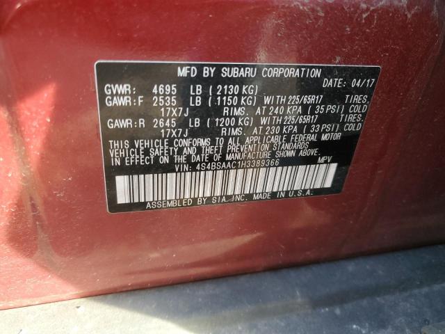 Photo 12 VIN: 4S4BSAAC1H3389366 - SUBARU OUTBACK 2. 