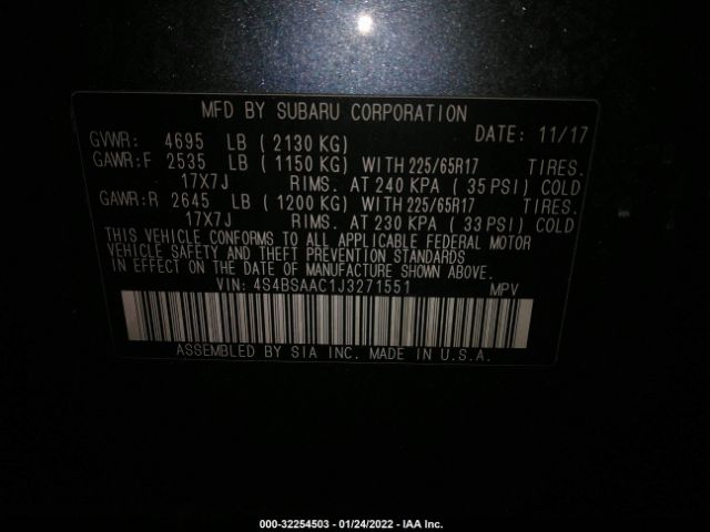 Photo 8 VIN: 4S4BSAAC1J3271551 - SUBARU OUTBACK 