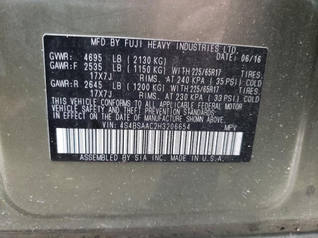 Photo 9 VIN: 4S4BSAAC2H3206654 - SUBARU OUTBACK 2. 