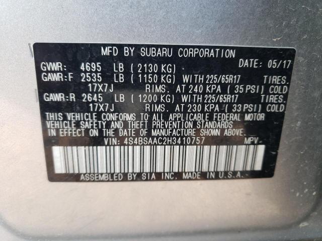 Photo 11 VIN: 4S4BSAAC2H3410757 - SUBARU OUTBACK 