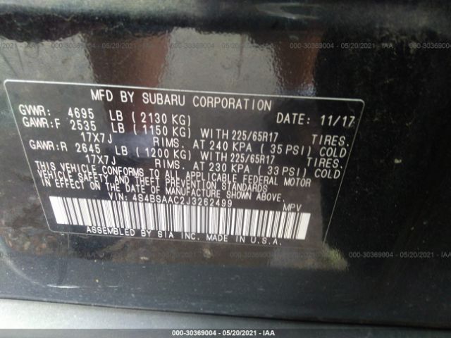 Photo 8 VIN: 4S4BSAAC2J3262499 - SUBARU OUTBACK 