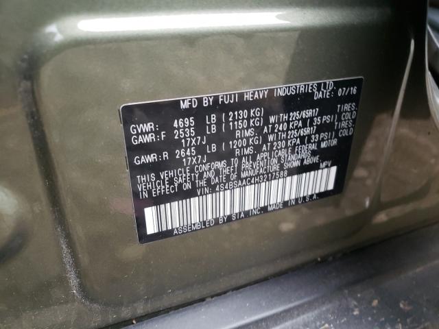 Photo 9 VIN: 4S4BSAAC4H3217588 - SUBARU OUTBACK 2. 