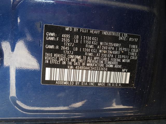 Photo 9 VIN: 4S4BSAAC5H3333656 - SUBARU OUTBACK 2. 